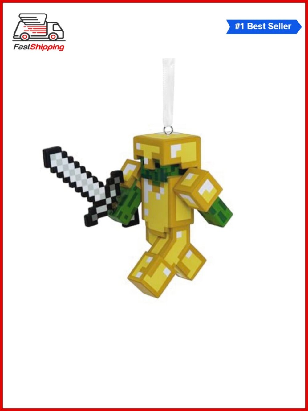 🎅 Hallmark Minecraft Zombie Gold Armor Christmas Ornament Resin